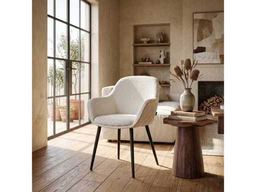 Set of 6 Dining Chair Tub with Armrest Beige