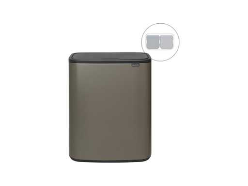 Brabantia Bo Touch Bin Prullenbak - 2 x 30 liter - Afvalscheiding - Platinum