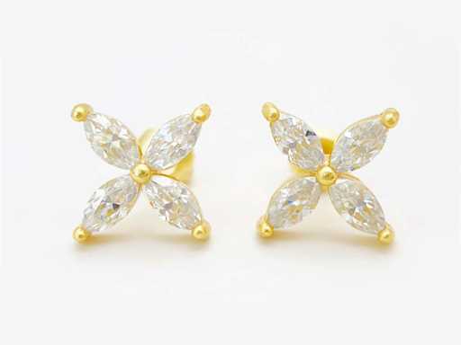 Gele oorknoppen met marquise zetting