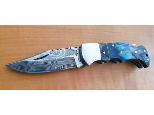 Damascus Pocket Knife / Damascus Folding Knife, Micarta Handle