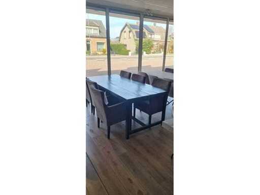 Table à manger pied droit noir Mangue 220x100x78cm