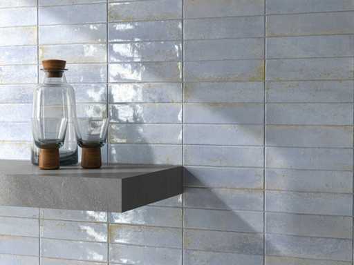 Carrelage mural 48m2 Industrial Blue brillant 7,5x30cm