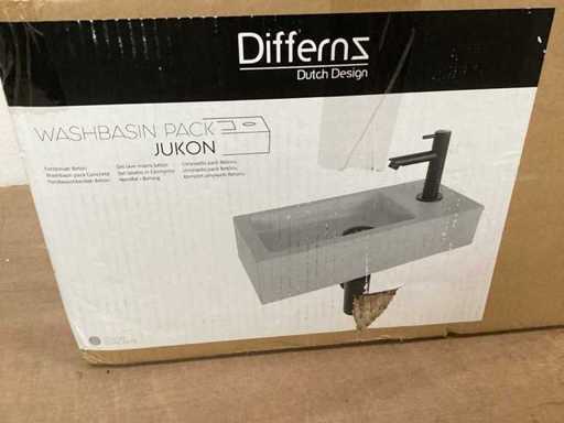 DIFFERNZ Waschbecken Jukon Beton, komplettes Set