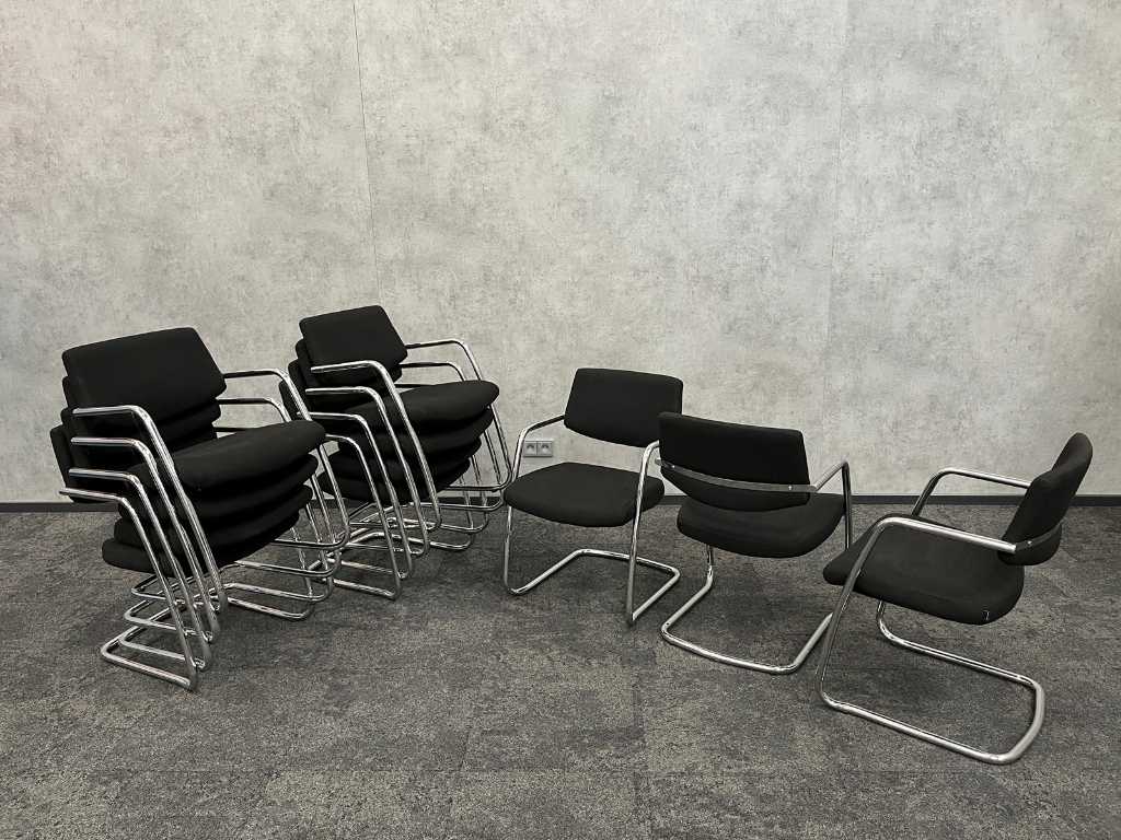 Striking - chaise de conférence emboîtable noir-chrome (11x)