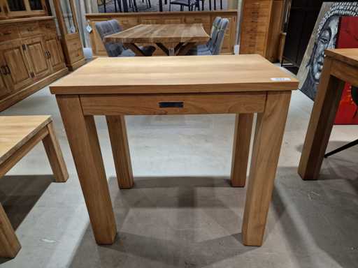 Console murale en teck diamant 80 x 50 cm naturelle avec pieds en rondins