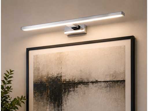 2 x LED Mirror / Picture Light 12W – 4200K Neutral White - Chrome – IP45 – LEYLEK-12