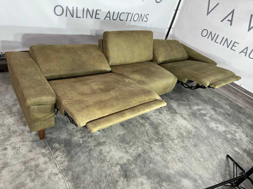 Hjort Knudsen – 3 Seater Sofa, Moss Green Microfiber Fabric, Electrically Adjustable Recliner Function