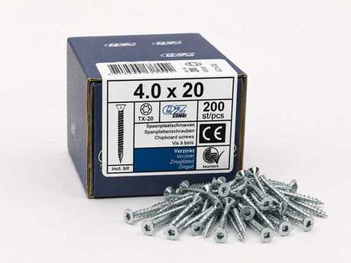 QZ - TX-20 - 4.0x20 - Chipboard screws - 200pack (120x)