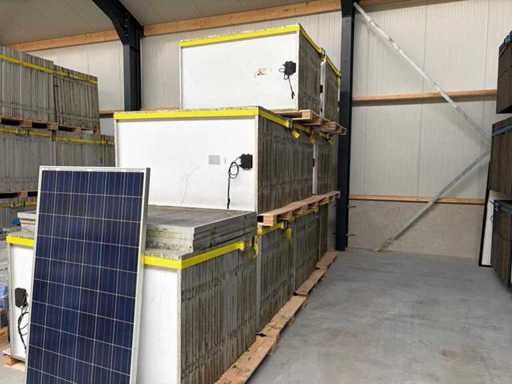 Used solar panels, inverters and flat roof construction