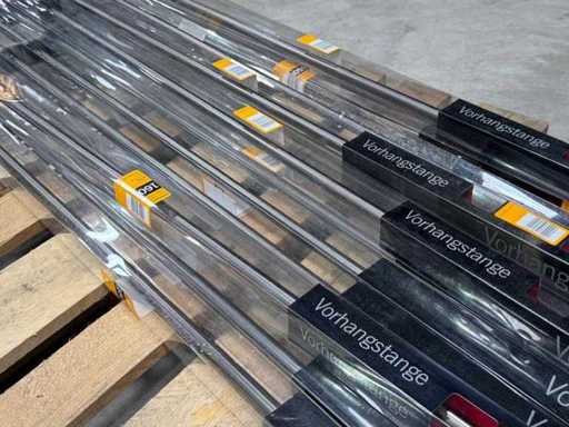 Gordijnroede 160 cm zwart met eindkappen en toebehoren (20x)