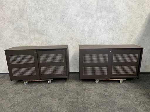 2x acoustic sliding door cabinet - brown