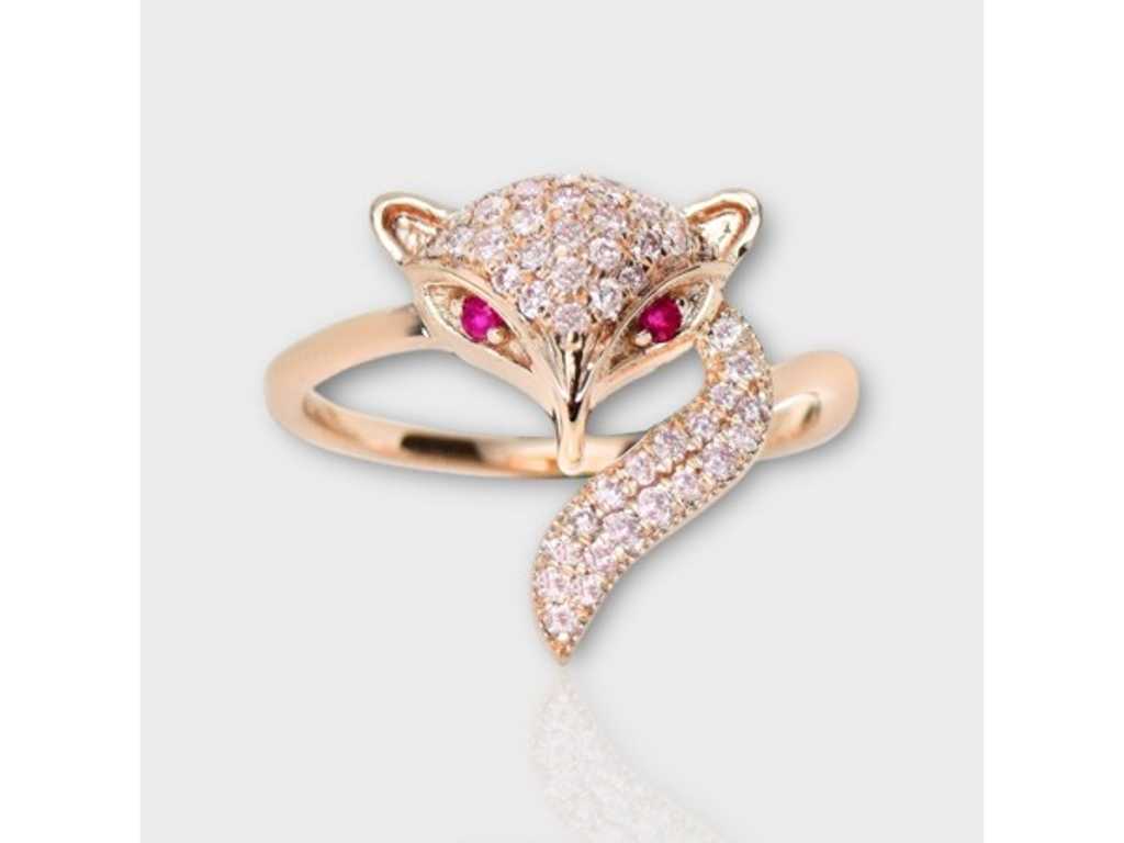 Anello Design di Lusso Diamante Rosa Naturale Molto Raro 0.31 carati