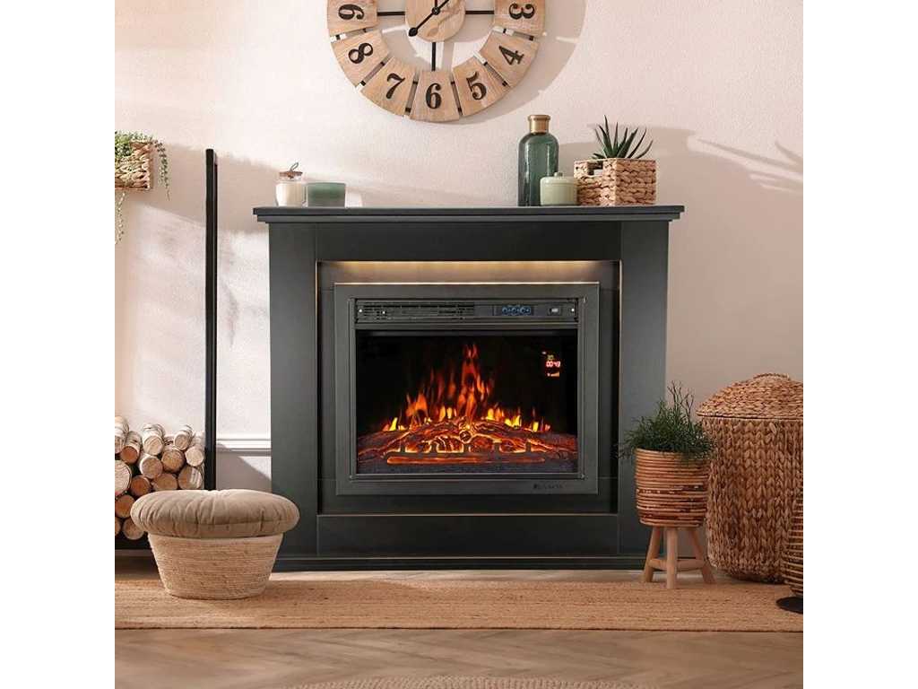 Electric fireplace with blower and flame effect