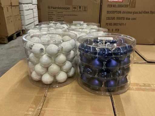 Partij glazen kerstballen 40mm Blue&White 36/tube (69x)