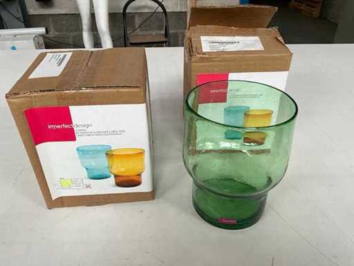 Vaso a design imperfetto verde +/- Ø16 x 20 cm di altezza (11x)