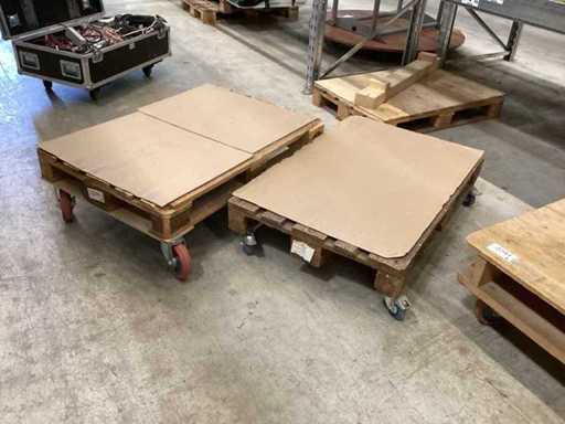 2x Rollbrett mit 4 Lenkrollen 80x120 cm aus Europalette , 1x mit Blue Wheels