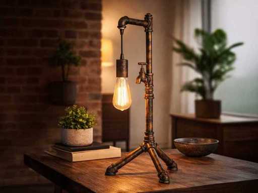 2 x lampes de table rétro industrielles 