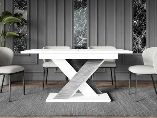 Uitschuifbare tafel - wit - beton