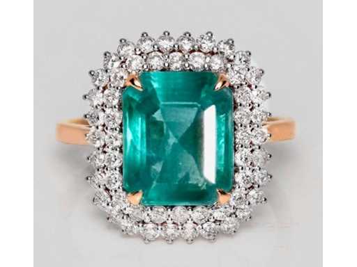 Inel de lux în smarald verde Zambia natural, 4,49 carate