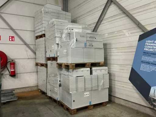 Grote partij elektriciteitskasten