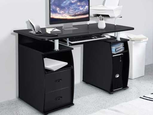 Bureau informatique avec plateau pour clavier