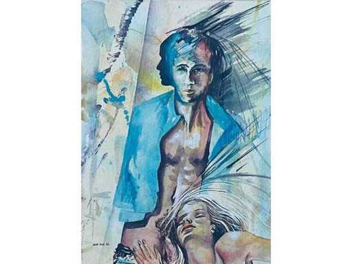 Bert Post - erotic composition - watercolour