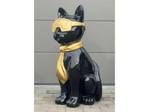 Kat met bril zwart/goud