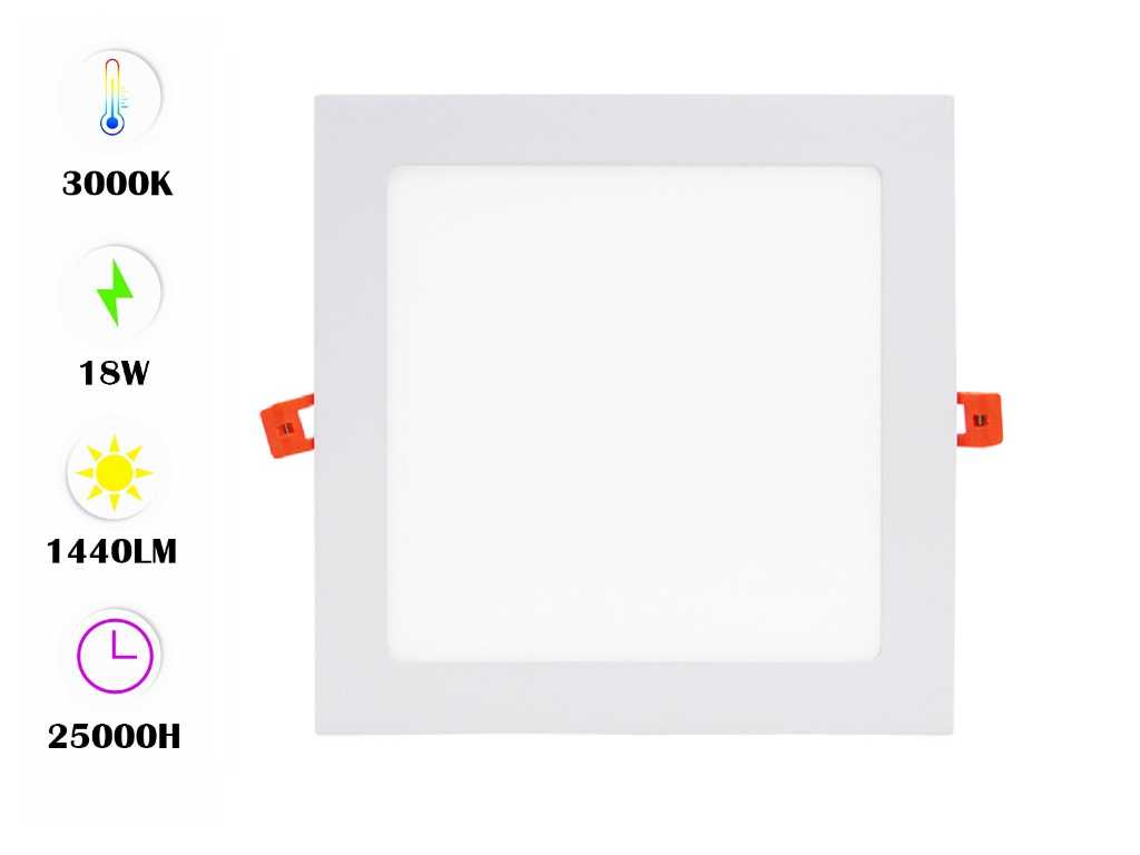 60 x Pannello LED 18W - LED SMD - Incasso - quadrato - 3000K (bianco caldo)