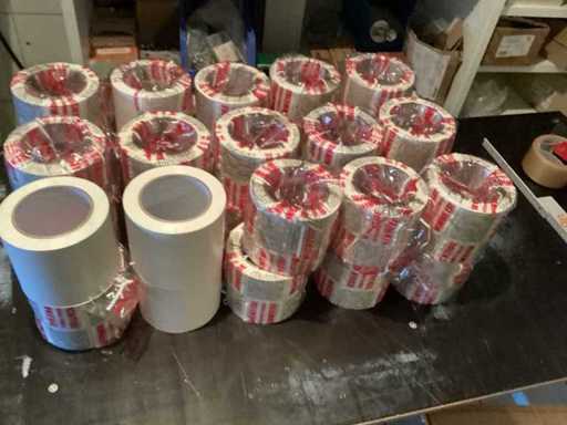 30 rouleaux de ruban adhésif PVC de haute qualité, blancs de 10 cm de large - peuvent être retirés sans laisser de résidus 