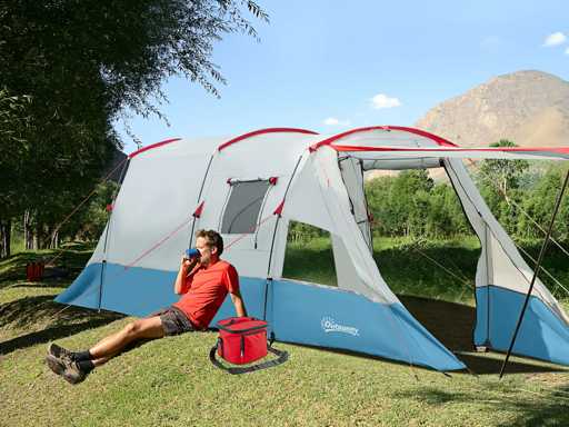 Tente tunnel 6-8 personnes, tente de camping avec chambre