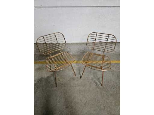 2x Wire chair metal gold