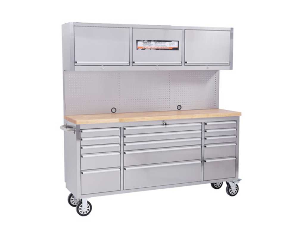 Stahlworks Werkbank Deluxe RVS 72 inch high 15 drawers
