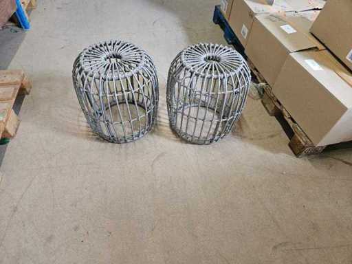 2x Rotin de repos assis / table d’appoint