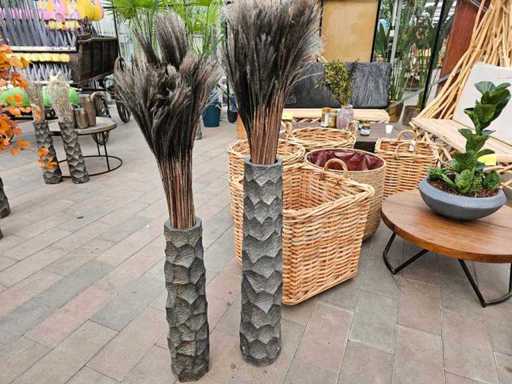 Set exclusiv de 2 vaze de podea din fibră de sticlă, inclusiv flori artificiale