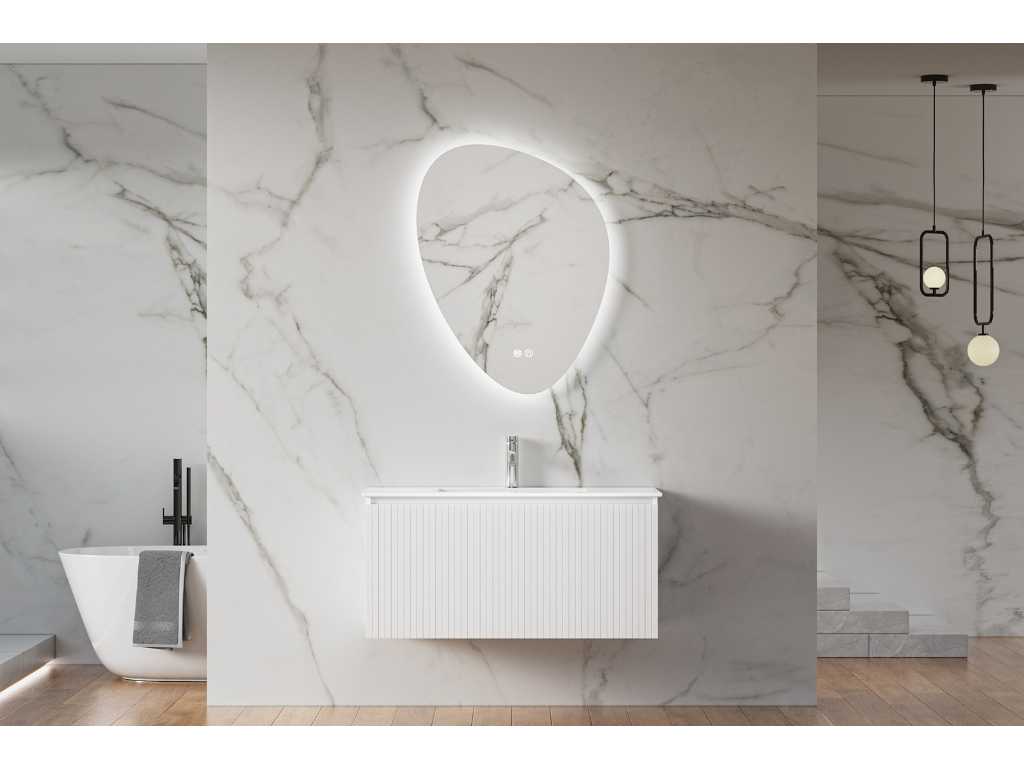 Karo - 64.0029 - Set di mobili da bagno con lavabo e specchio a LED.
