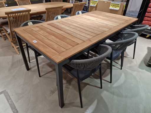 Table de jardin Prestige Alu Garden Haiti 200 x 100 cm Anthracite mat - Teck