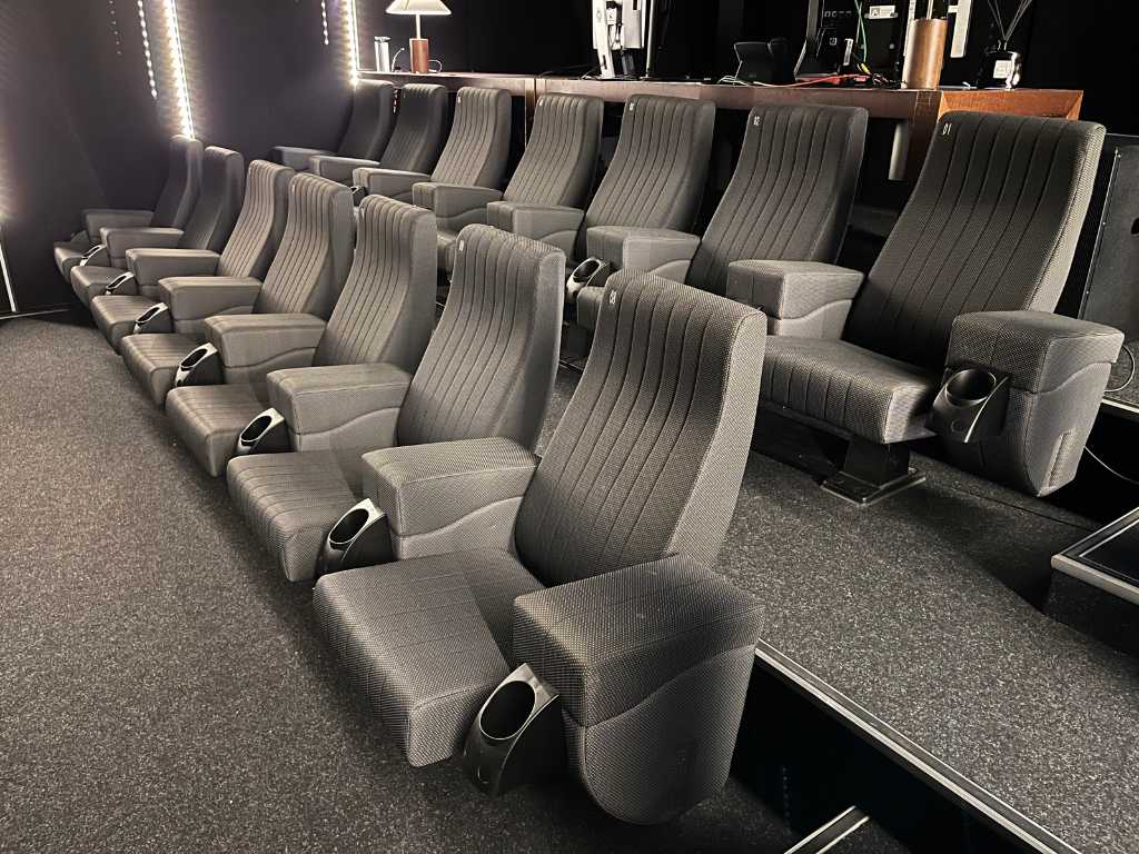 Cinema chair with wide armrest and cup holder - Gijs Black (14x)