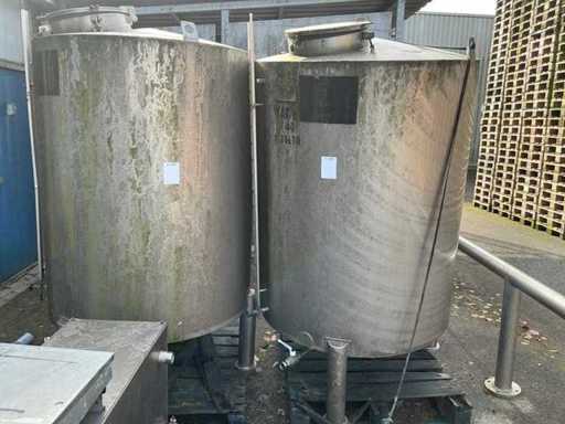 Vertical stainless steel storage tank 1728Liter (2x)