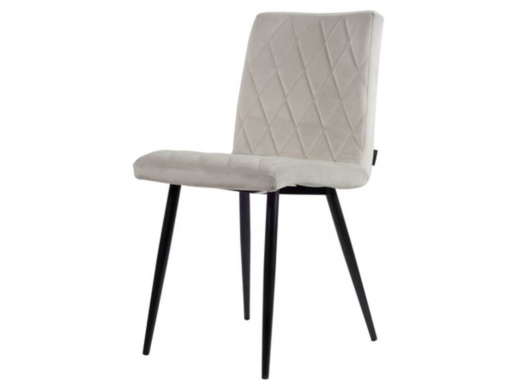 8x Chaise de salle à manger design en velours blanc cassé