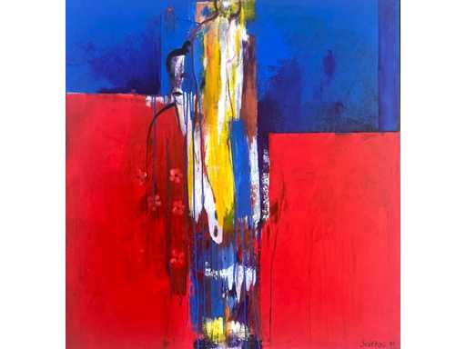 Henk Severens - Femme Jaune - acryl op doek - 125x120 cm