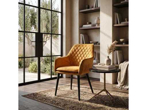 Set of 4 Dining Chair Tub with armrest Ochre Yellow