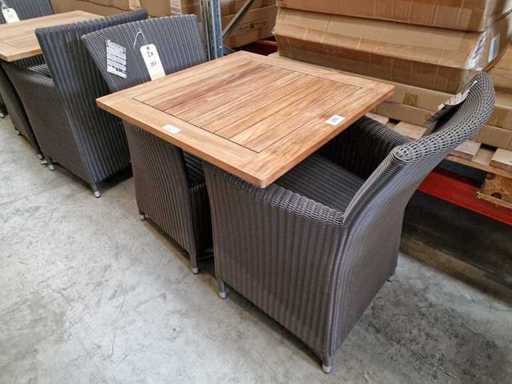 Gardini - Table de jardin en teck Volvic 70x80cm avec base en anthracite Alu