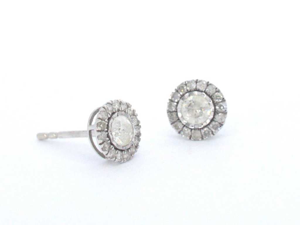 White gold entourage earrings with milky diamonds