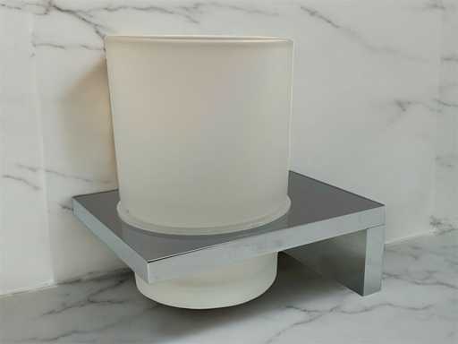 Bekerhouder wandbevestiging chroom met melkglas