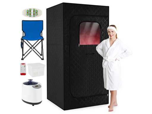 Sauna vapeur portable avec chaise pliante et tapis