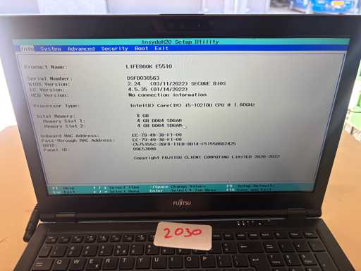 LifeBook E5510 Intel(R) Core(TM) i5-10210U procesor @ 1,60GHz
