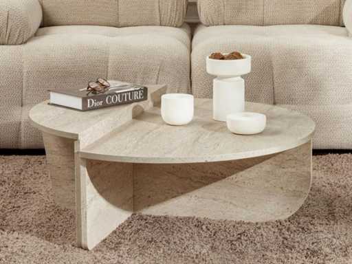 Table basse ronde en mélamine aspect marbre 85 cm