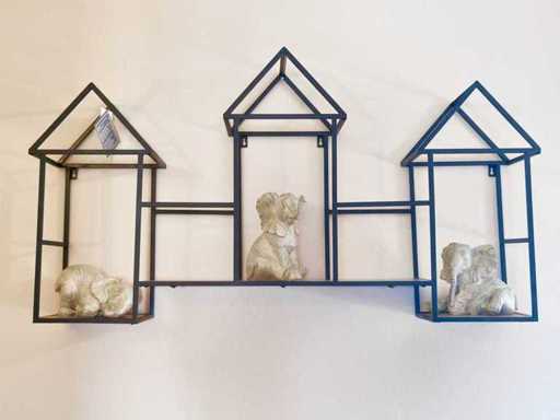 Houses Wall Rack - 3 elephants - 100 cm wide