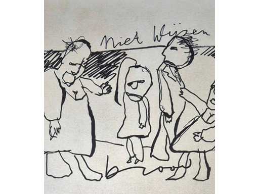 Tekening z/w Herman Brood ‘Niet Wijzen’