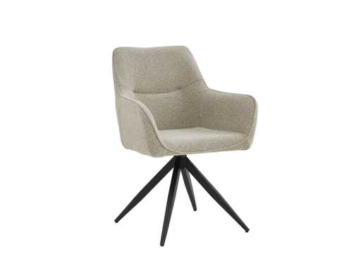 Colenis - Tess Dining Chair - Set of 4 - Beige - Bouclé Fabric - With armrest